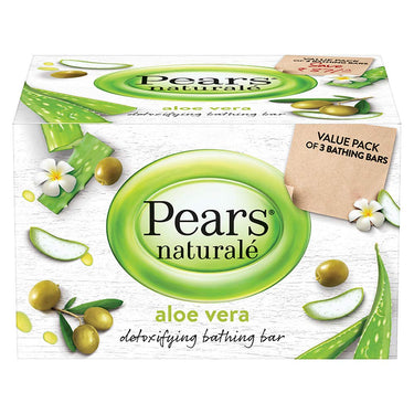 Pears Pure And Gentle Bathing Bar, 125g (Pack Of 8) & Natural Aloe Vera Detoxifying Soap Bar, 125 g (Pack of 3)